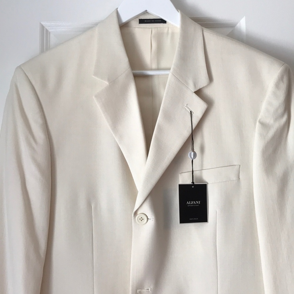 Alfani Silk Off-White Suit Jacket